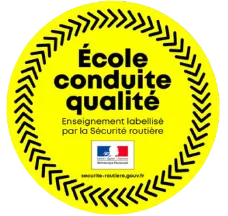 Macaron du label École conduite qualité délivré par la Sécurité routière